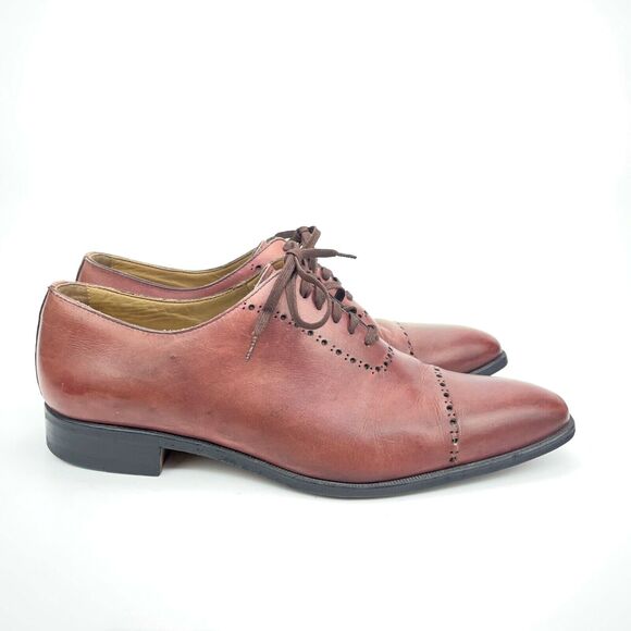 Romano Martegani Boutique Line Burgundy Brown Oxford Lace Leather Mens 8.5 Shoes main image 6